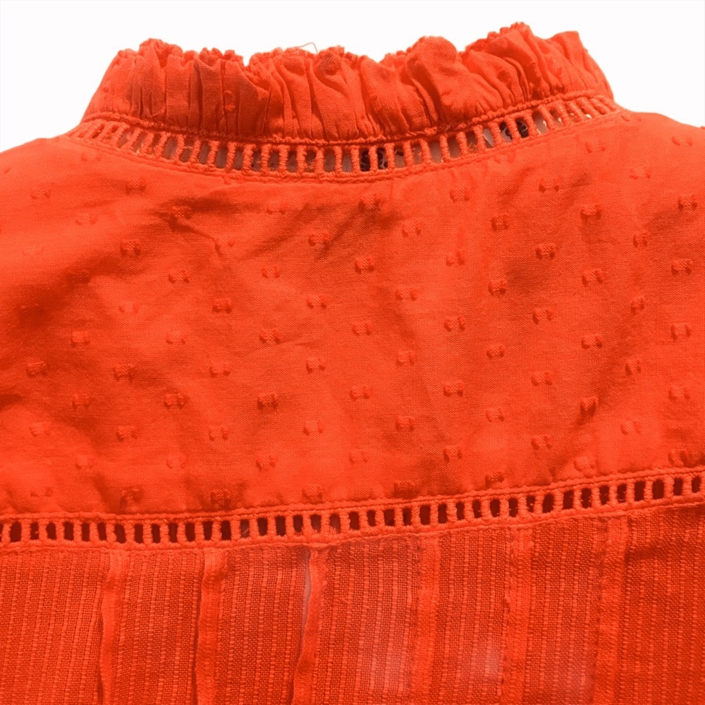Faherty Coral Button-Front Ruffle-Trim Blouse - Picture 6 of 13